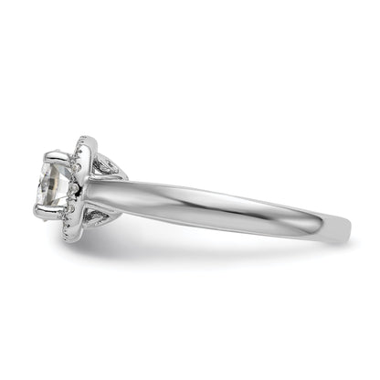 0.20ct. CZ Solid Real 14K White Gold Round Halo Engagement Ring