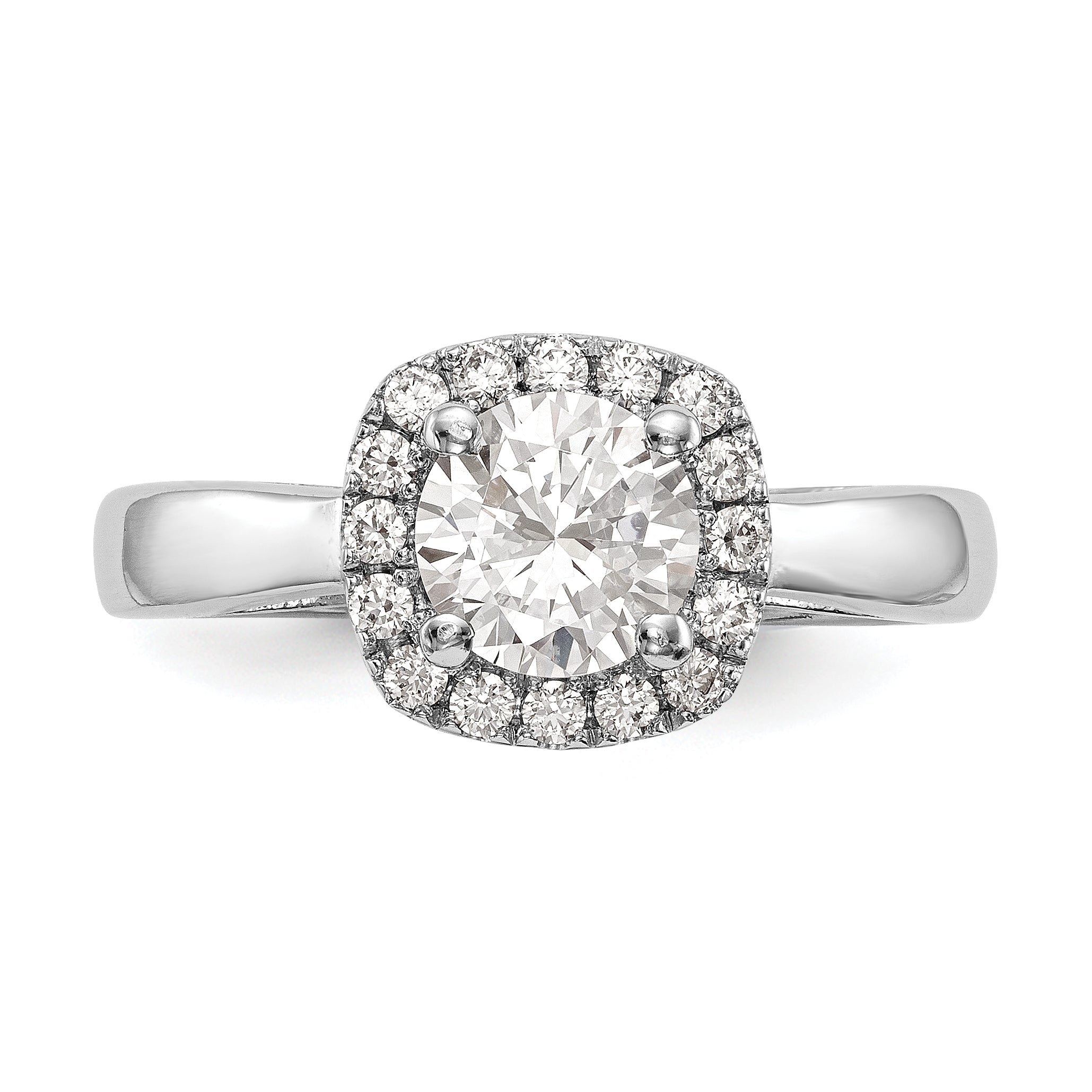 1.00ct. CZ Solid Real 14K White Gold Round Halo Engagement Ring