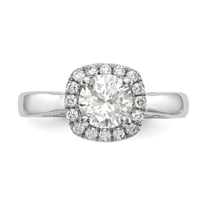 1.00ct. CZ Solid Real 14K White Gold Round Halo Engagement Ring