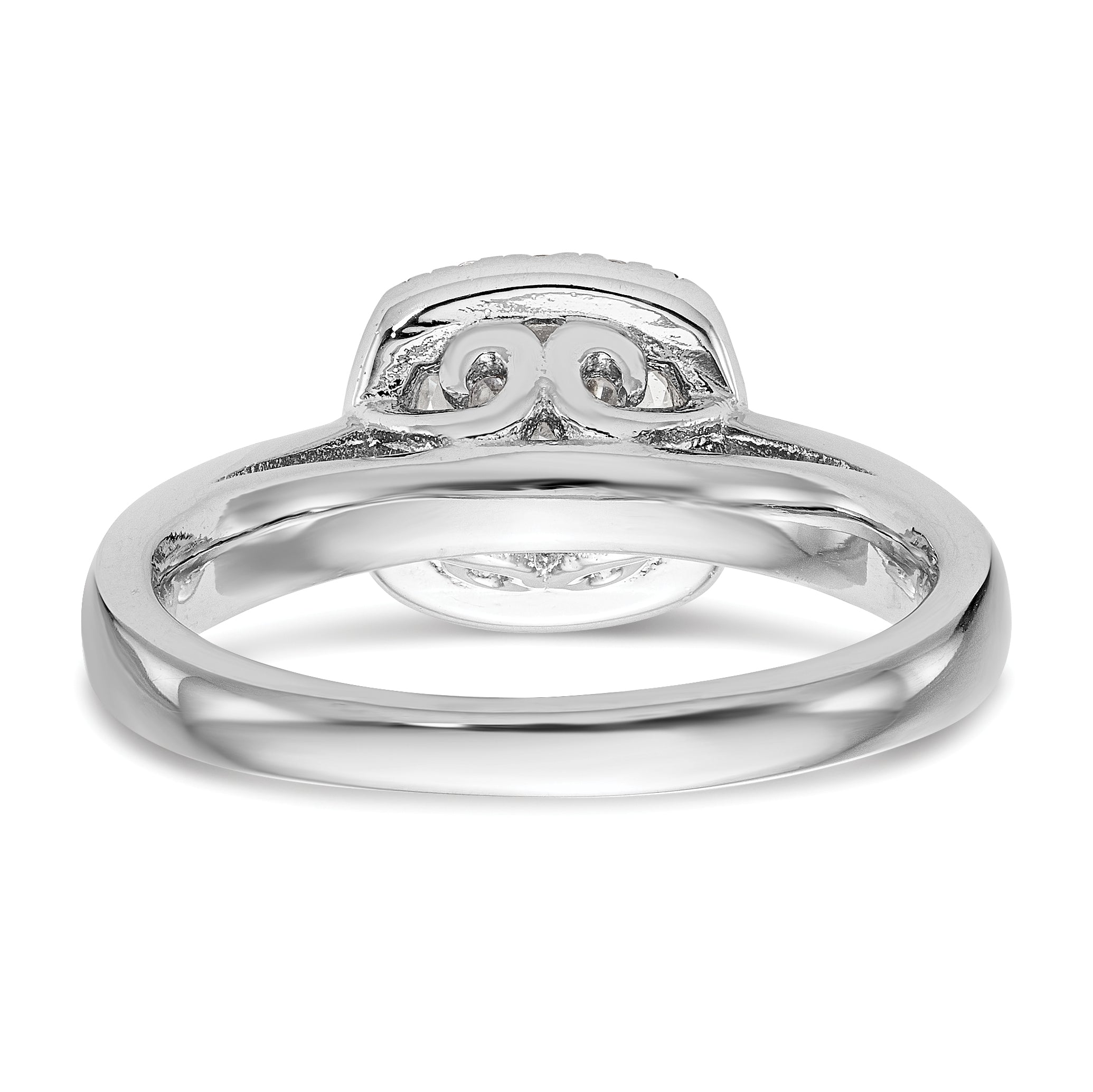 0.20ct. CZ Solid Real 14K White Gold Round Halo Engagement Ring