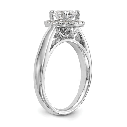 0.20ct. CZ Solid Real 14K White Gold Round Halo Engagement Ring