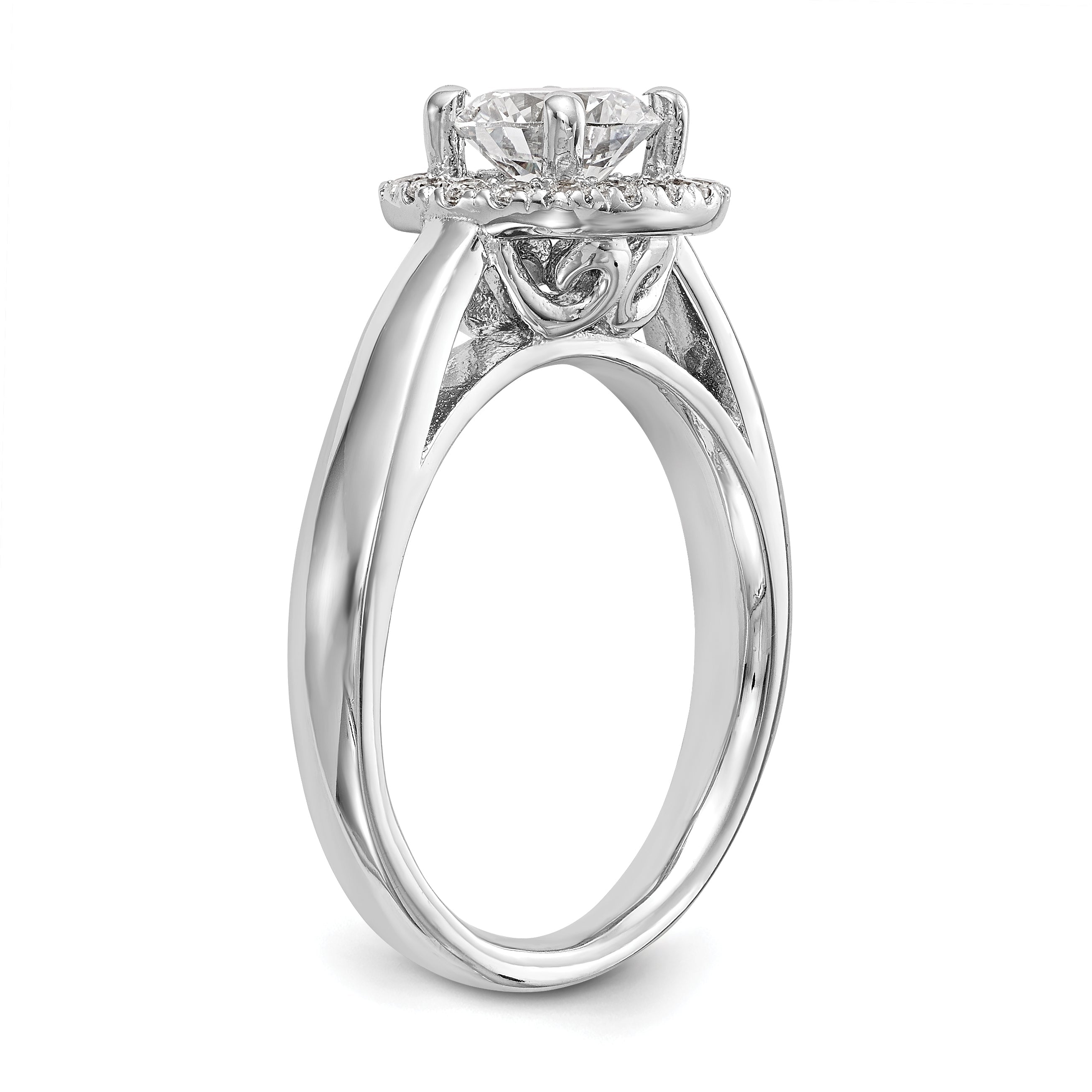 0.75ct. CZ Solid Real 14K White Gold Round Halo Engagement Ring