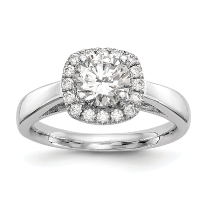 0.20ct. CZ Solid Real 14K White Gold Round Halo Engagement Ring