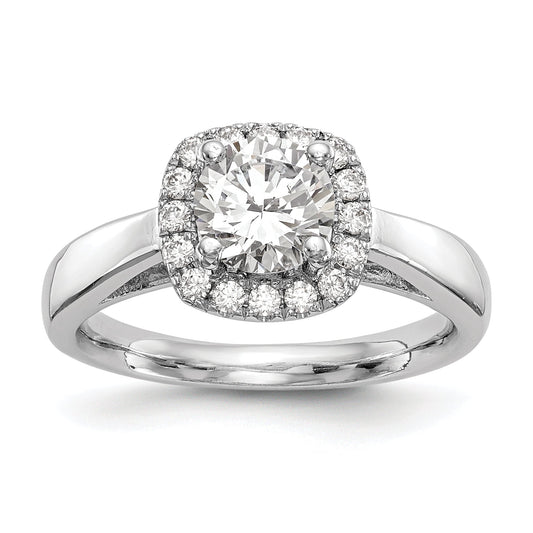 0.75ct. CZ Solid Real 14K White Gold Round Halo Engagement Ring