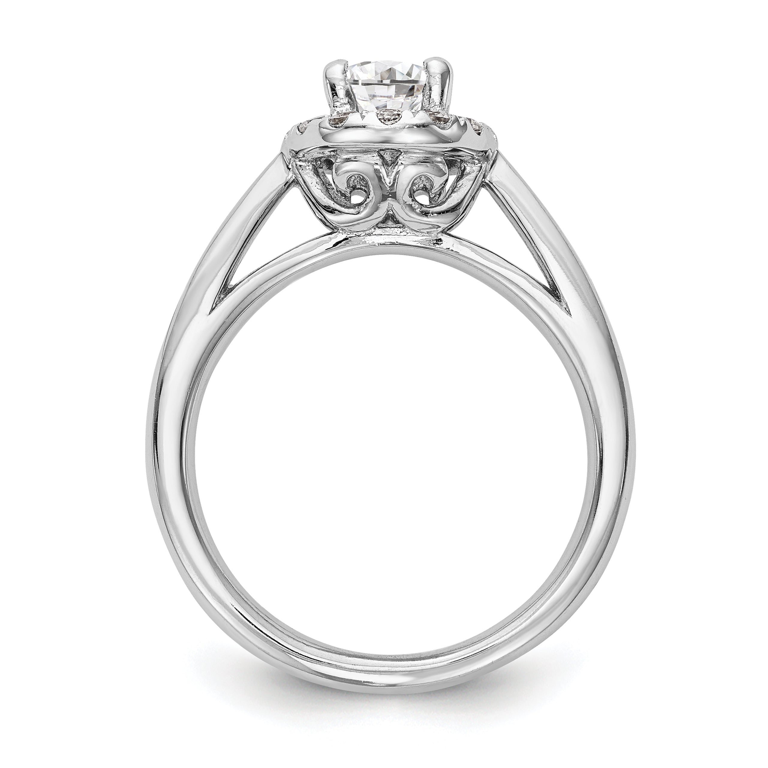0.25ct. CZ Solid Real 14K White Gold Oval Halo Engagement Ring