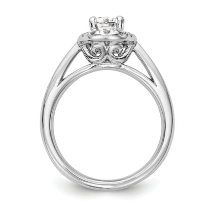 0.25ct. CZ Solid Real 14K White Gold Oval Halo Engagement Ring