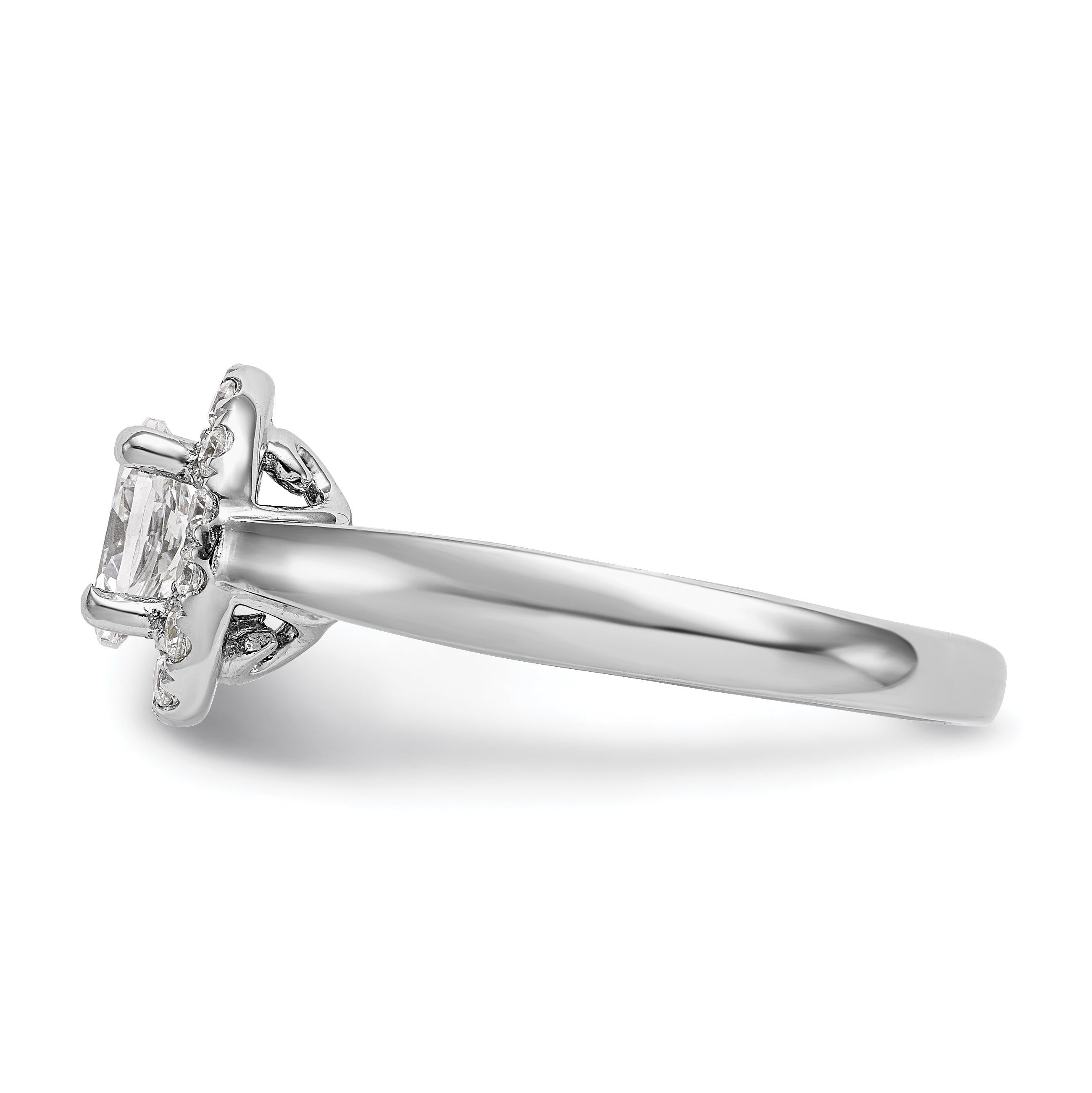 0.25ct. CZ Solid Real 14K White Gold Oval Halo Engagement Ring
