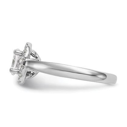 0.25ct. CZ Solid Real 14K White Gold Oval Halo Engagement Ring