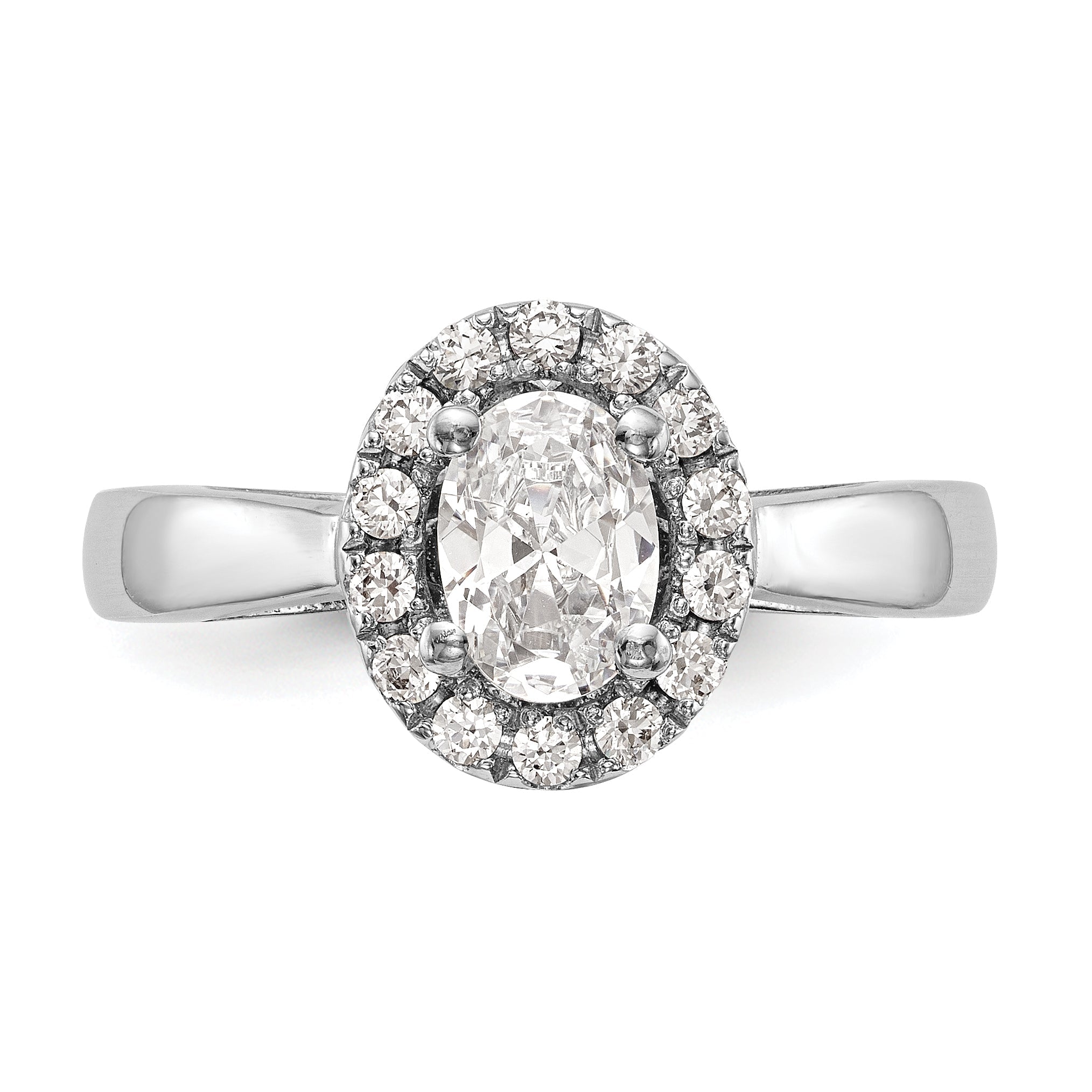 0.25ct. CZ Solid Real 14K White Gold Oval Halo Engagement Ring