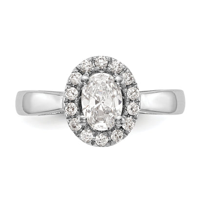 0.25ct. CZ Solid Real 14K White Gold Oval Halo Engagement Ring