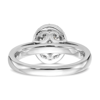 0.25ct. CZ Solid Real 14K White Gold Oval Halo Engagement Ring