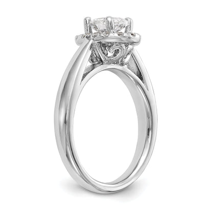 0.25ct. CZ Solid Real 14K White Gold Oval Halo Engagement Ring