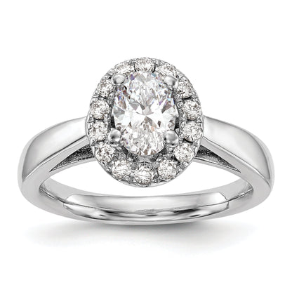 0.25ct. CZ Solid Real 14K White Gold Oval Halo Engagement Ring