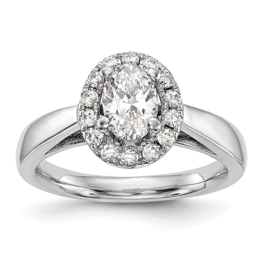 0.25ct. CZ Solid Real 14K White Gold Oval Halo Engagement Ring