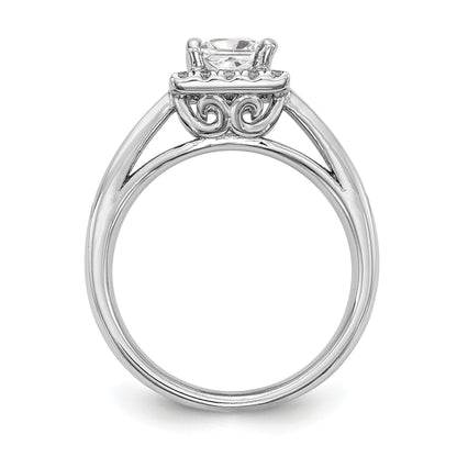 0.33ct. CZ Solid Real 14K White Gold Princess Halo Engagement Ring