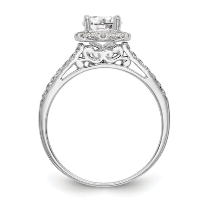 0.25ct. CZ Solid Real 14k White Gold Round Halo Engagement Ring