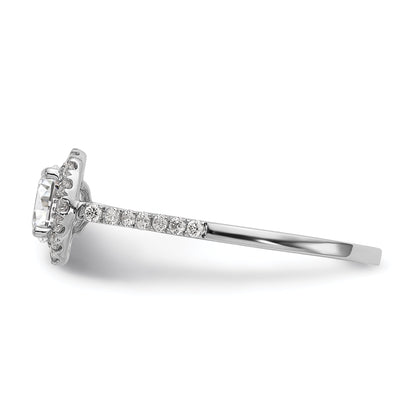 0.25ct. CZ Solid Real 14k White Gold Round Halo Engagement Ring