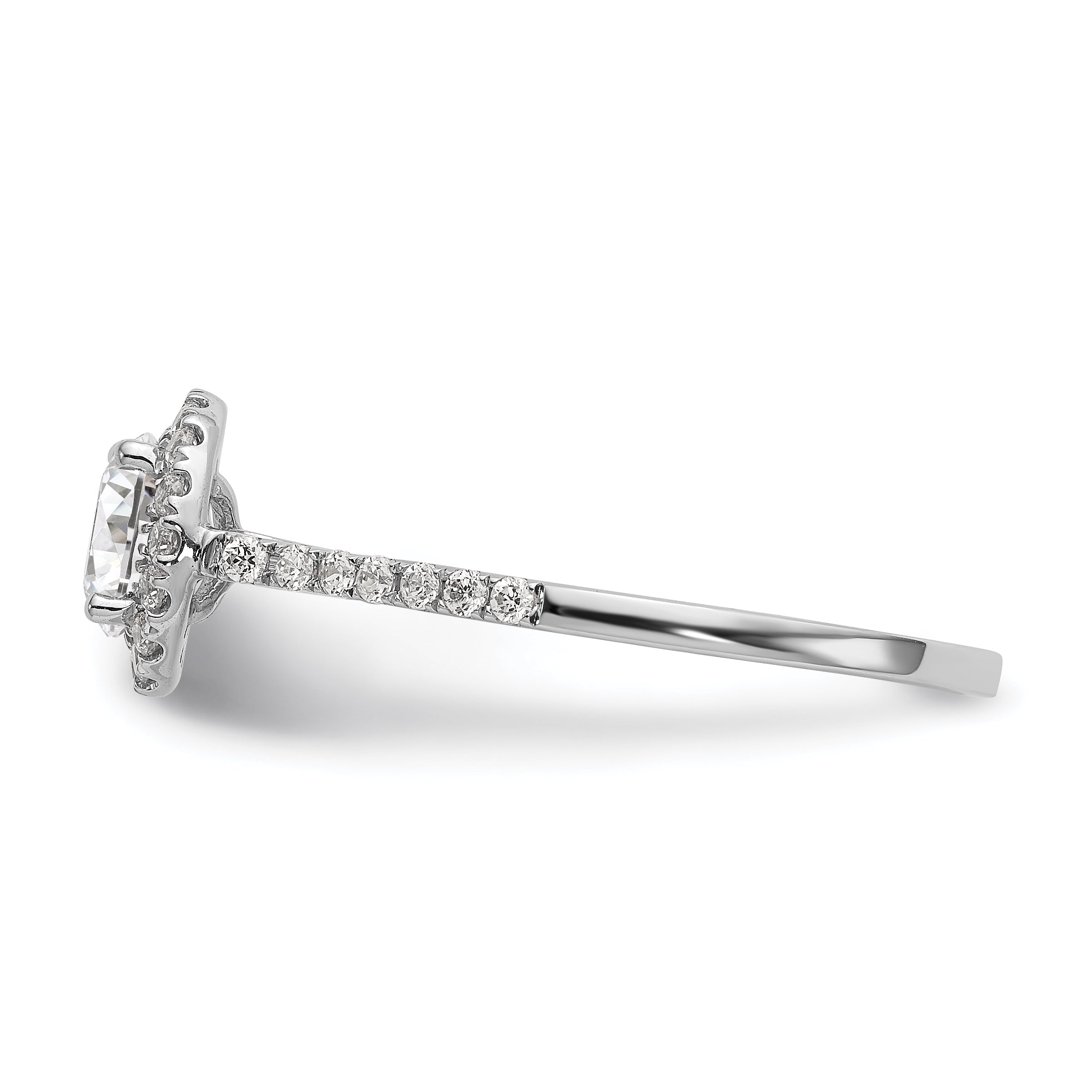 0.75ct. CZ Solid Real 14k White Gold Round Halo Engagement Ring