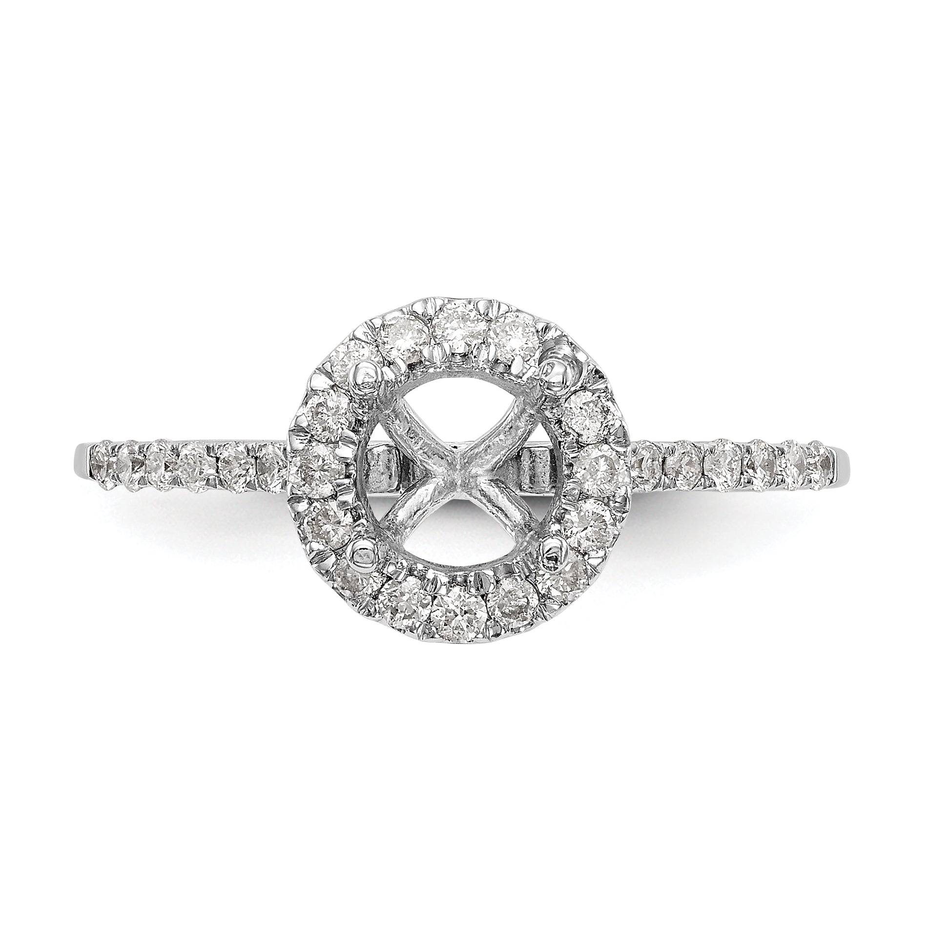 0.25ct. CZ Solid Real 14k White Gold Round Halo Engagement Ring
