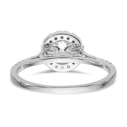 0.25ct. CZ Solid Real 14k White Gold Round Halo Engagement Ring