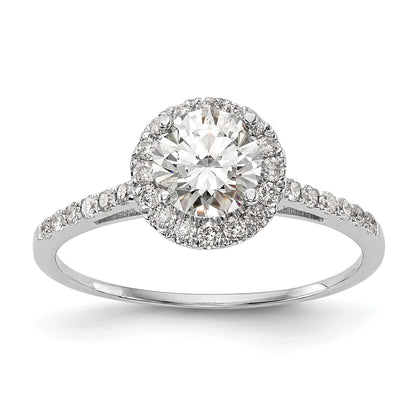 0.25ct. CZ Solid Real 14k White Gold Round Halo Engagement Ring