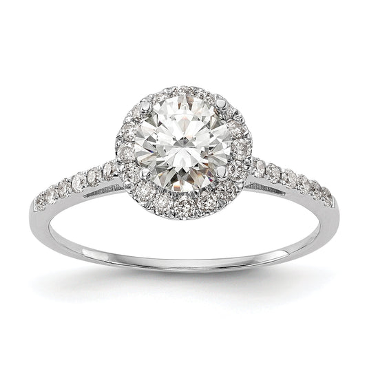 1.00ct. CZ Solid Real 14k White Gold Round Halo Engagement Ring