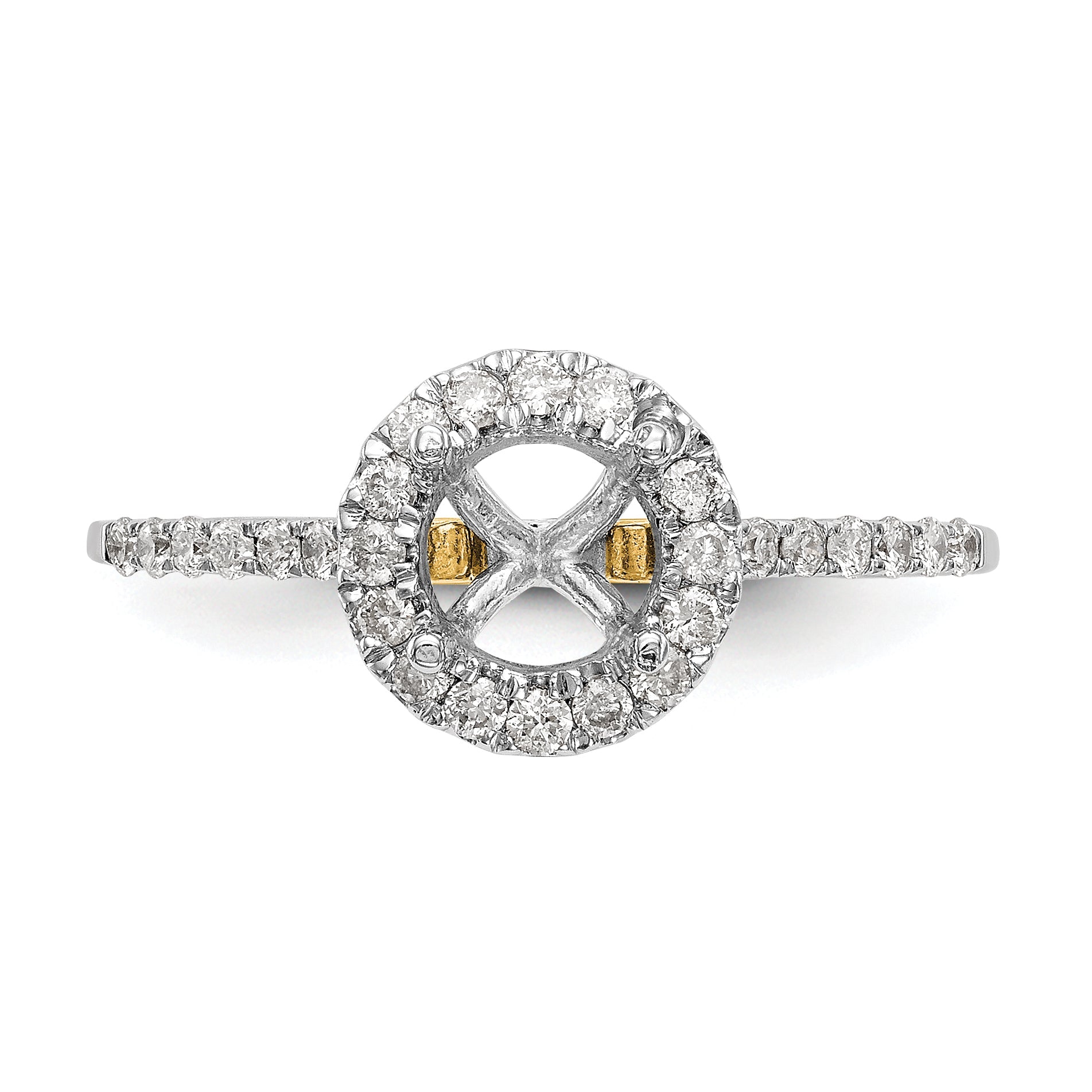 0.25ct. CZ Solid Real 14k Two-tone Gold Round Halo Engagement Ring