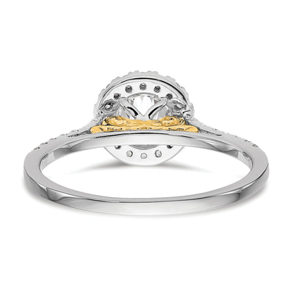 0.75ct. CZ Solid Real 14k Two-tone Gold Round Halo Engagement Ring