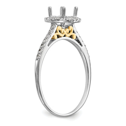 0.25ct. CZ Solid Real 14k Two-tone Gold Round Halo Engagement Ring