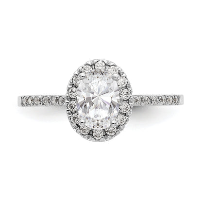 2.00ct. CZ Solid Real 14k White Gold Oval Halo Engagement Ring