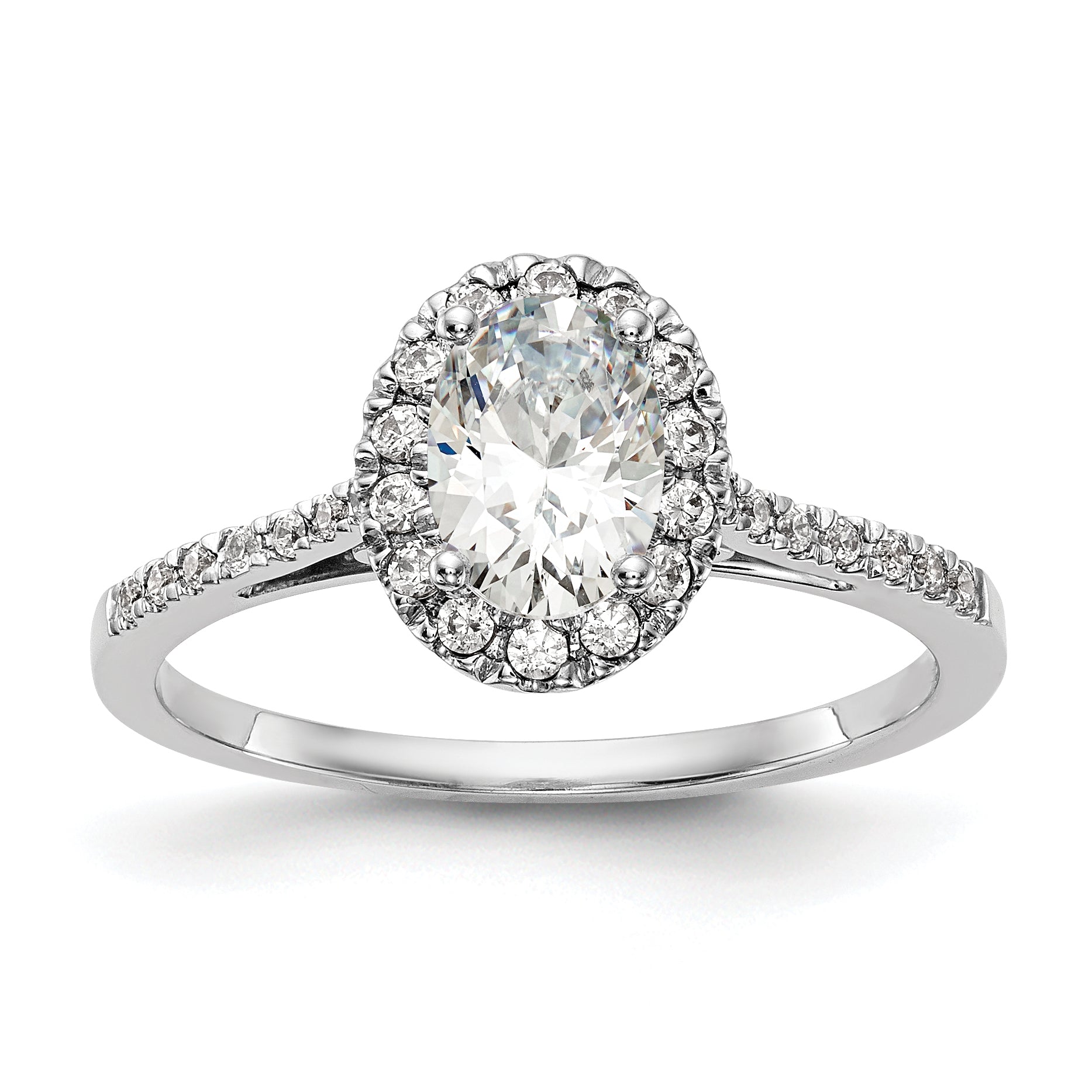 2.00ct. CZ Solid Real 14k White Gold Oval Halo Engagement Ring