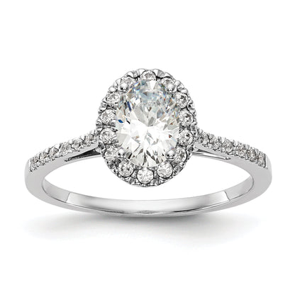 2.00ct. CZ Solid Real 14k White Gold Oval Halo Engagement Ring