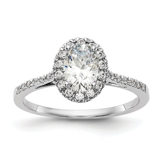2.50ct. CZ Solid Real 14k White Gold Oval Halo Engagement Ring