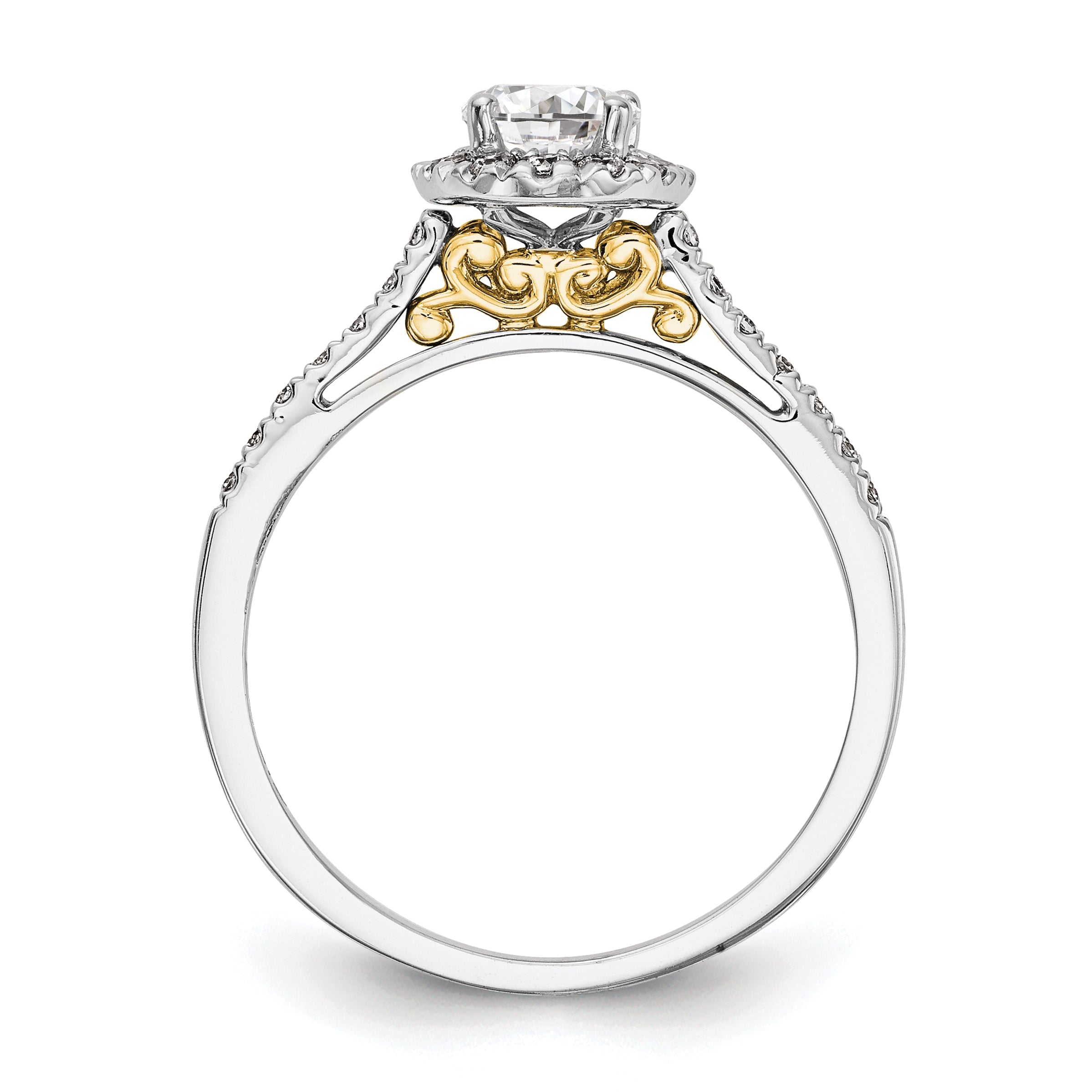2.50ct. CZ Solid Real 14k Two-tone Oval Halo Engagement Ring