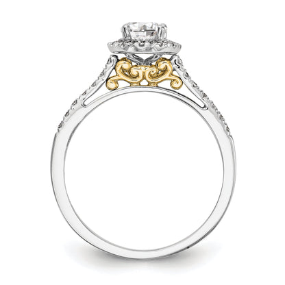2.50ct. CZ Solid Real 14k Two-tone Oval Halo Engagement Ring