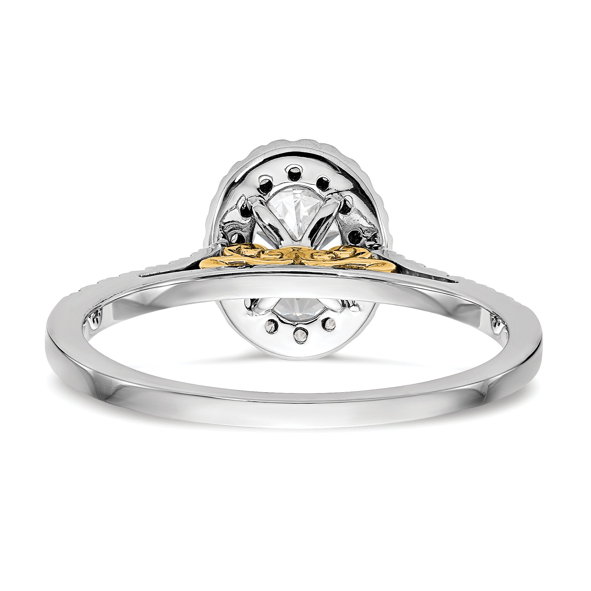 2.50ct. CZ Solid Real 14k Two-tone Oval Halo Engagement Ring