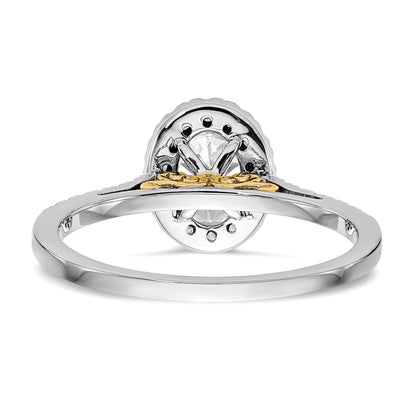 2.50ct. CZ Solid Real 14k Two-tone Oval Halo Engagement Ring
