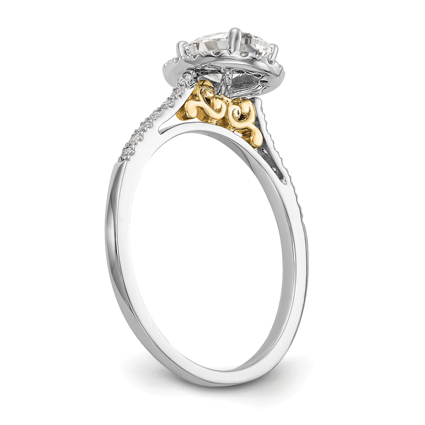 1.25ct. CZ Solid Real 14k Two-tone Oval Halo Engagement Ring