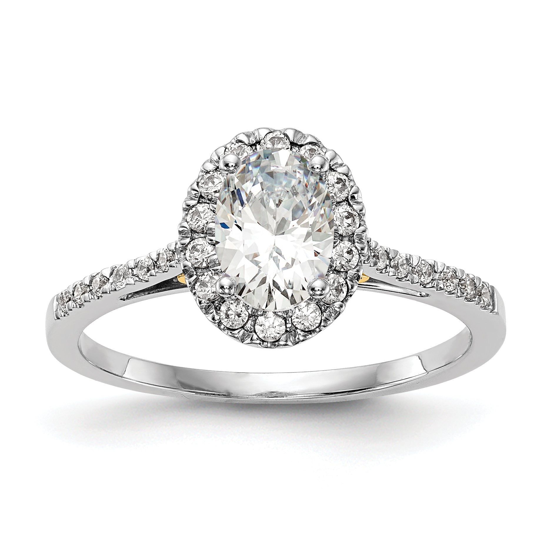 2.50ct. CZ Solid Real 14k Two-tone Oval Halo Engagement Ring