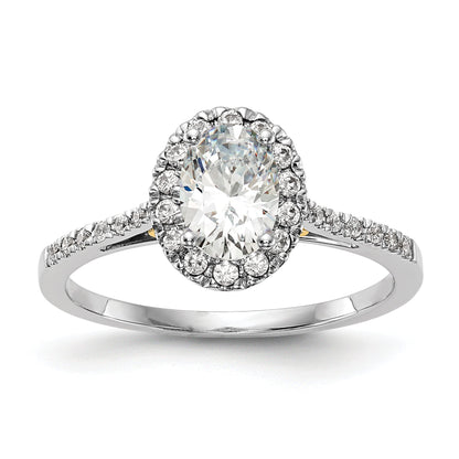 2.50ct. CZ Solid Real 14k Two-tone Oval Halo Engagement Ring
