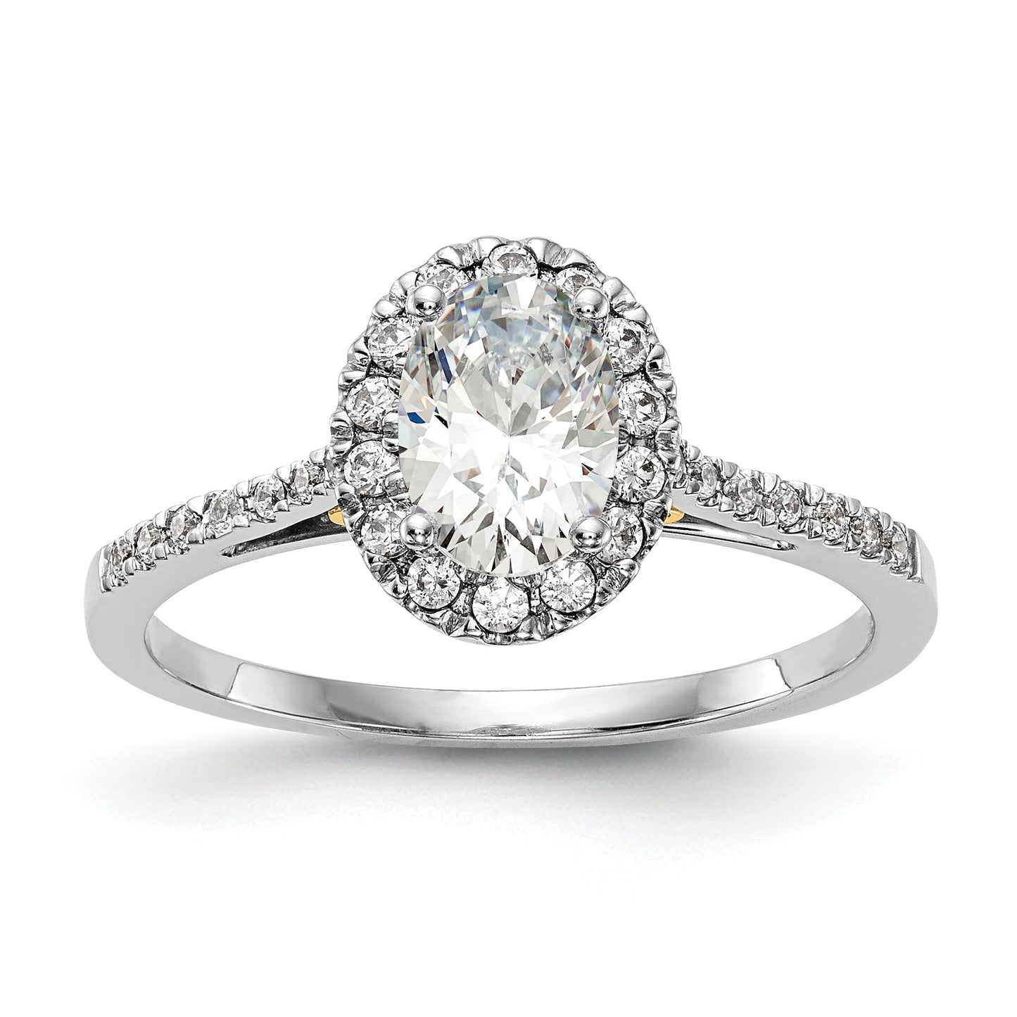 1.25ct. CZ Solid Real 14k Two-tone Oval Halo Engagement Ring