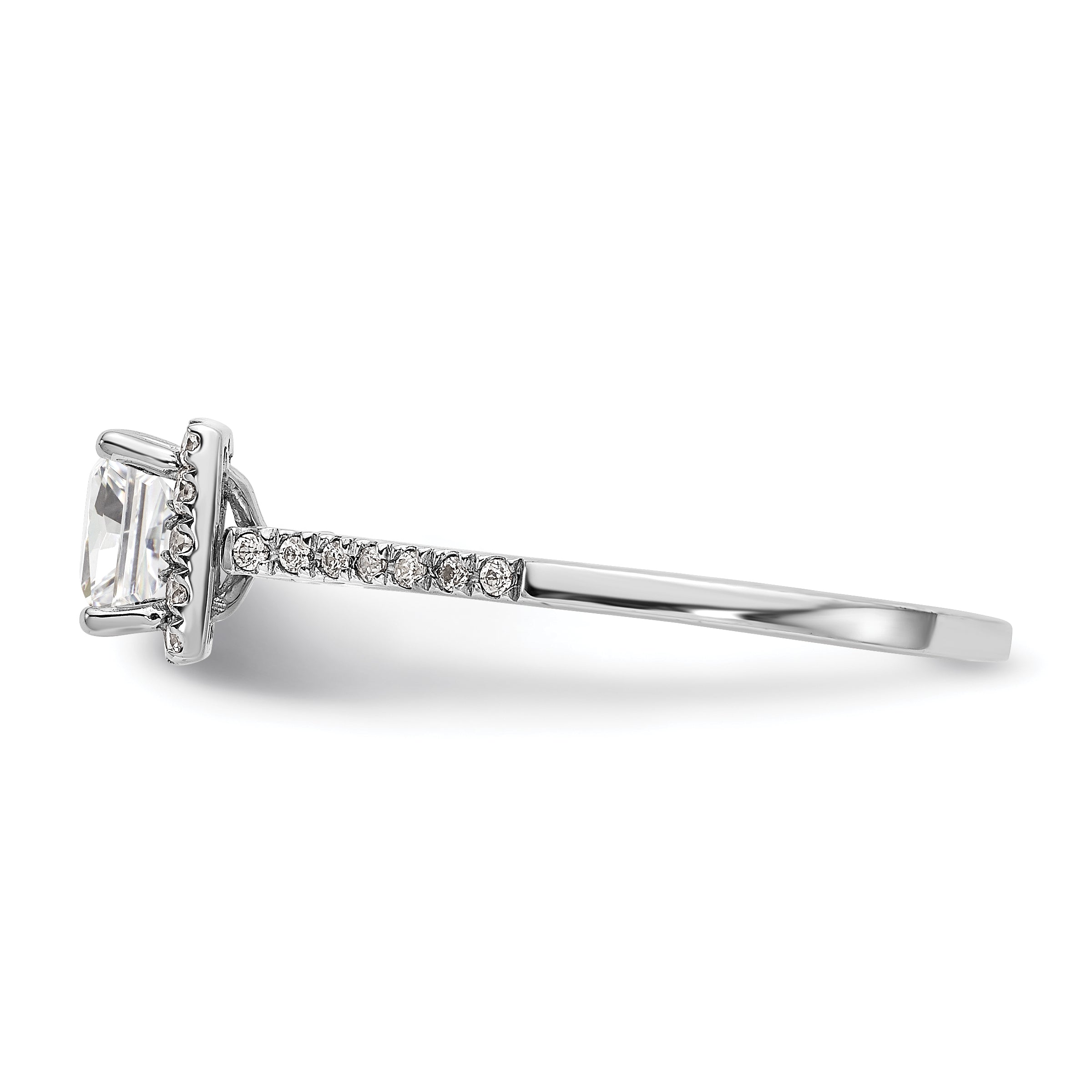 0.50ct. CZ Solid Real 14K White Gold Princess Halo Engagement Ring