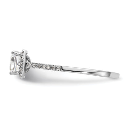 0.50ct. CZ Solid Real 14K White Gold Princess Halo Engagement Ring