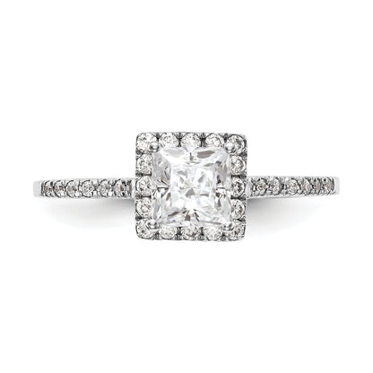 0.75ct. CZ Solid Real 14K White Gold Princess Halo Engagement Ring