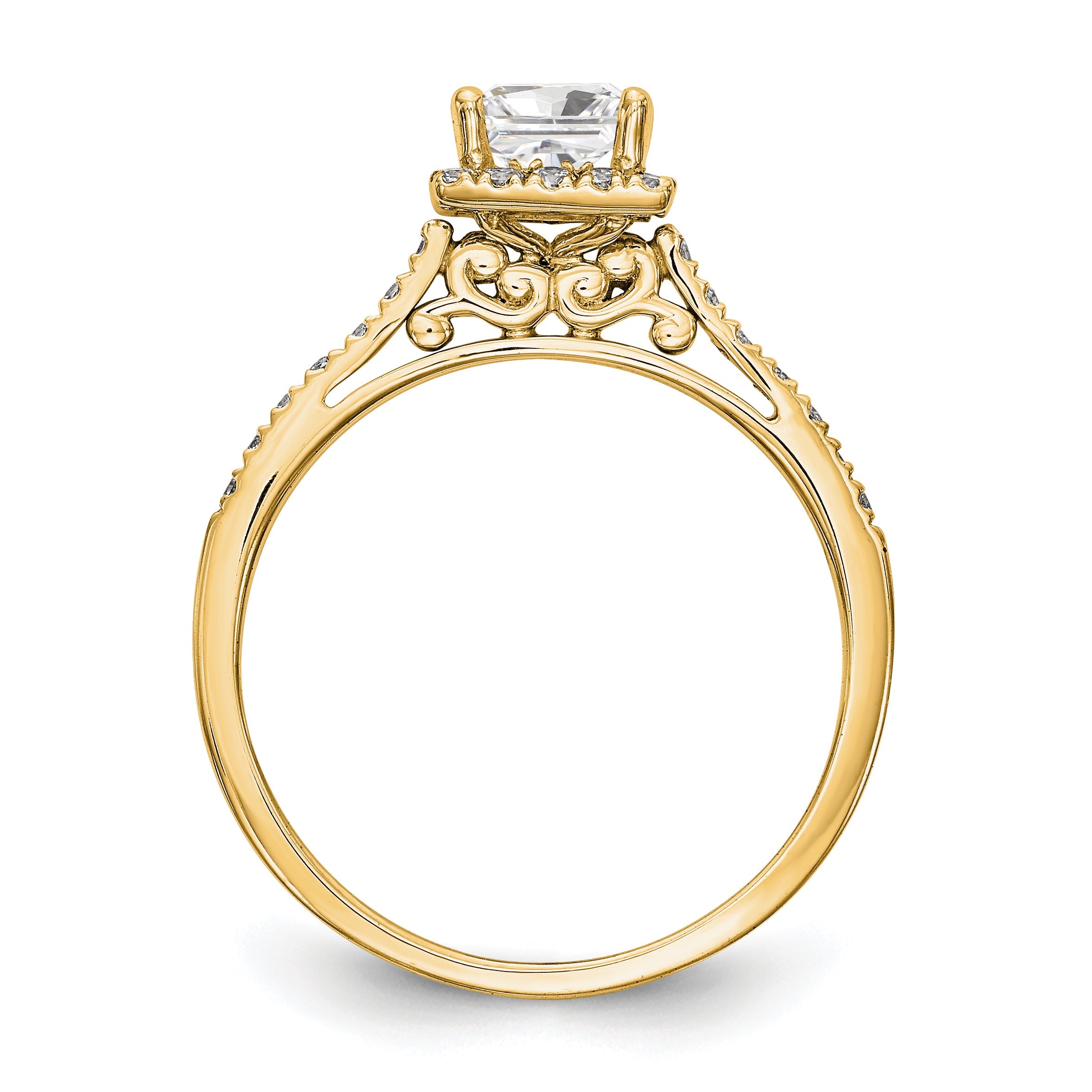 0.50ct. CZ Solid Real 14ktt Princess Halo Engagement Ring