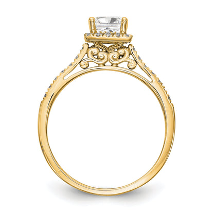 0.50ct. CZ Solid Real 14ktt Princess Halo Engagement Ring