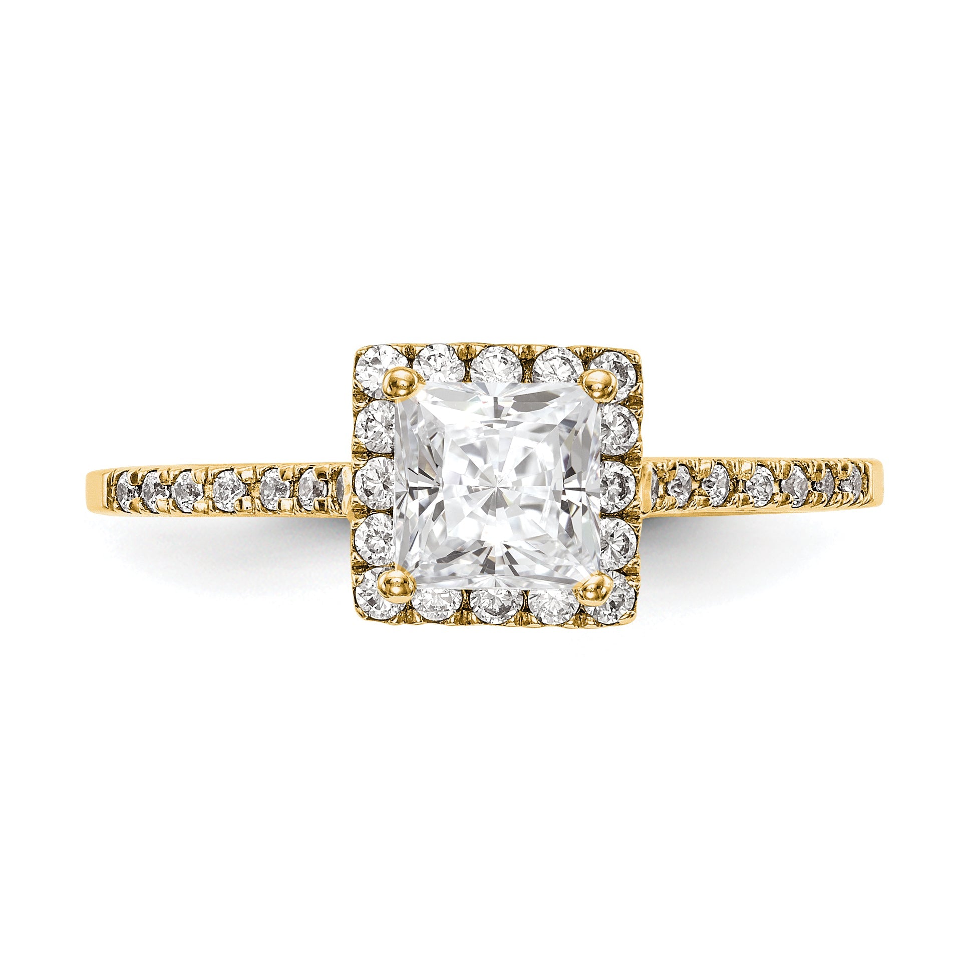 0.50ct. CZ Solid Real 14ktt Princess Halo Engagement Ring