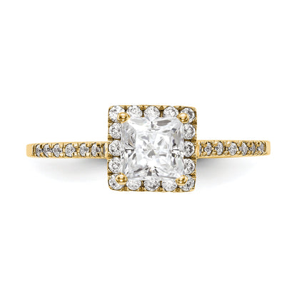 0.50ct. CZ Solid Real 14ktt Princess Halo Engagement Ring