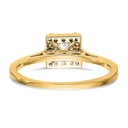 0.50ct. CZ Solid Real 14ktt Princess Halo Engagement Ring