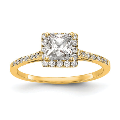 0.50ct. CZ Solid Real 14ktt Princess Halo Engagement Ring